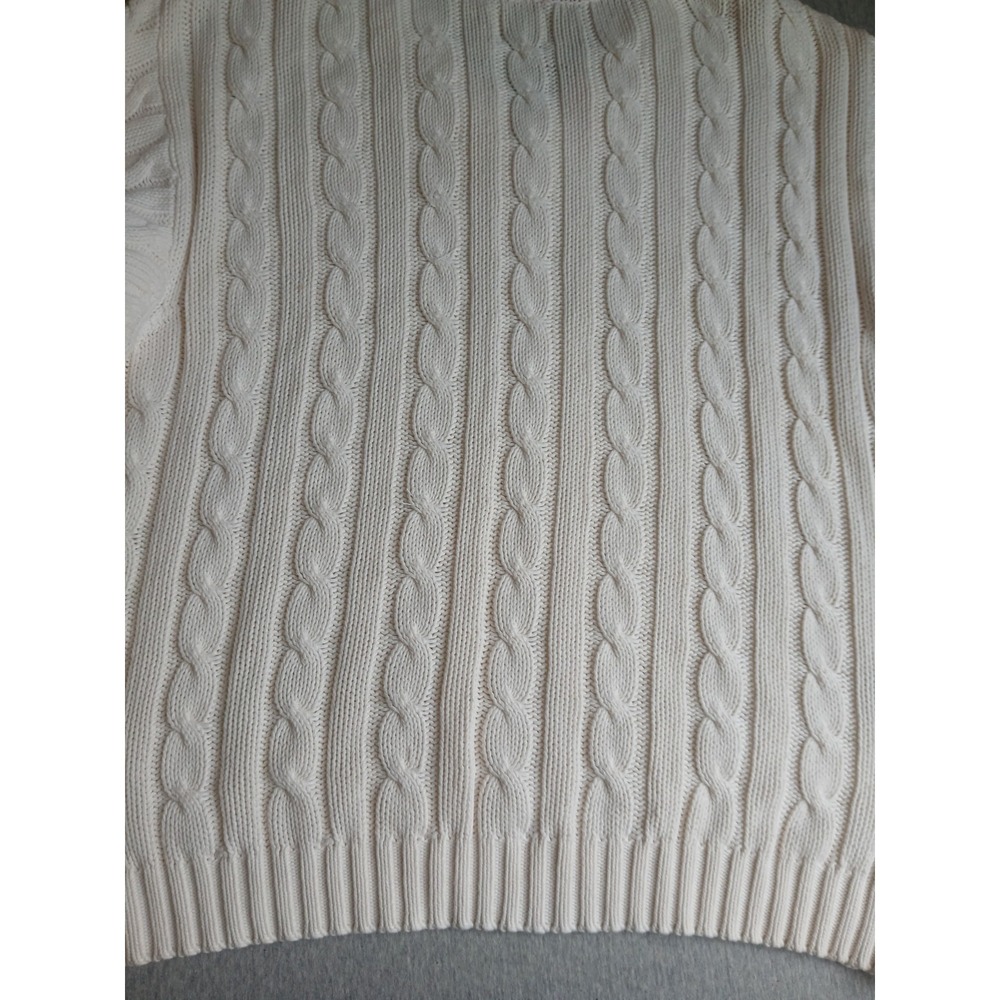 Vintage Gap Sweater Large Tennis Prep Cable Knit V Neck Preppy Wimbleton 90s - Picture 12 of 15